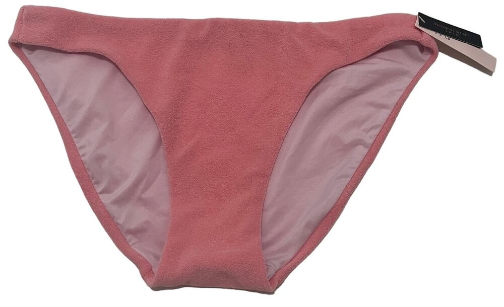 6-65 VICTORIA'S SECRET NWT $26.95 Terry Cloth Hipster Bikini Bottoms Pink Large